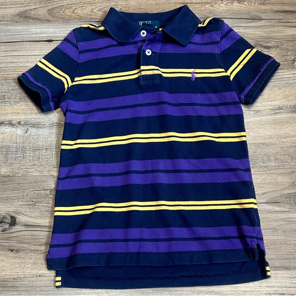 Ralph Lauren Kids Polo - Navy, Purple, and Yellow Stripes